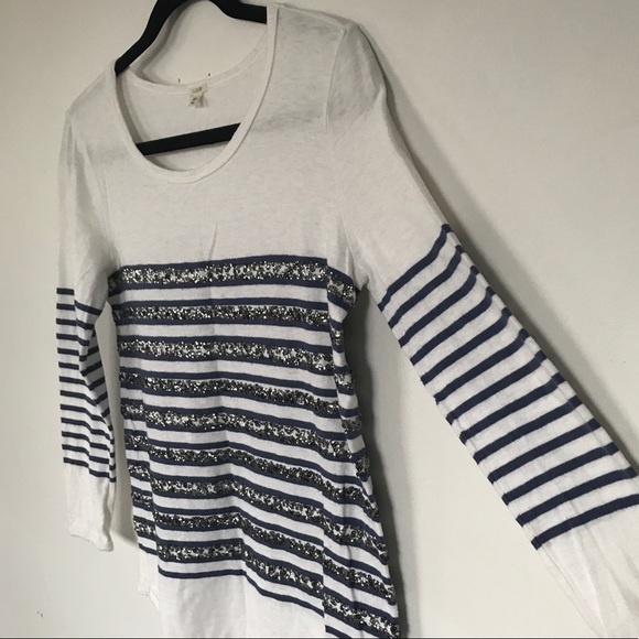 Striped sequined 3/4 sleeve top - Picture 7 of 8